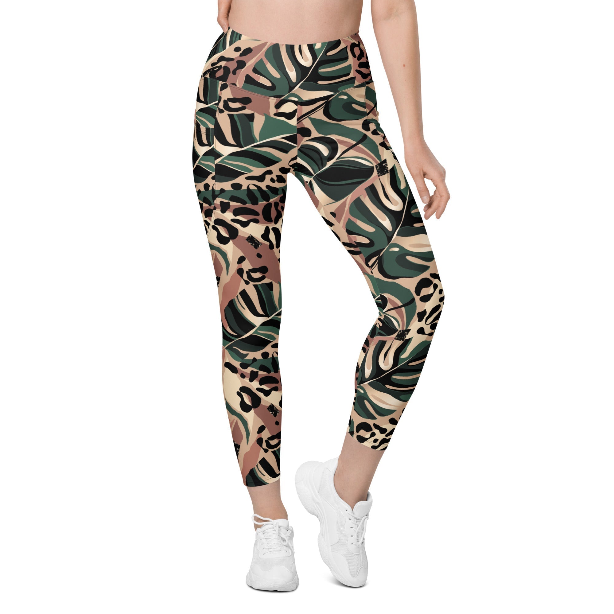 Tropical Leopard Leggings With Pockets