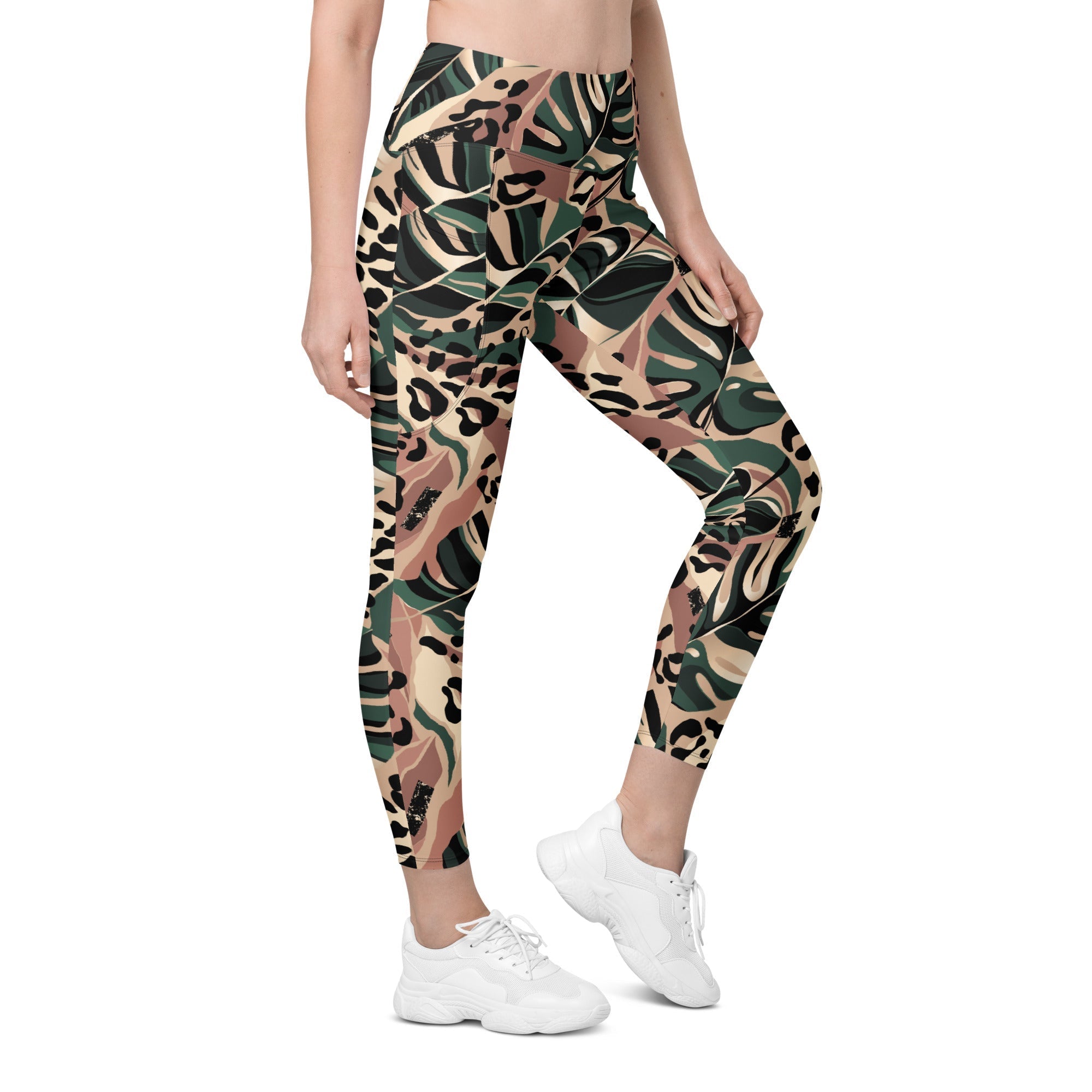 Tropical Leopard Leggings With Pockets