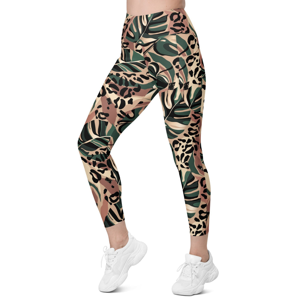 Tropical Leopard Leggings With Pockets