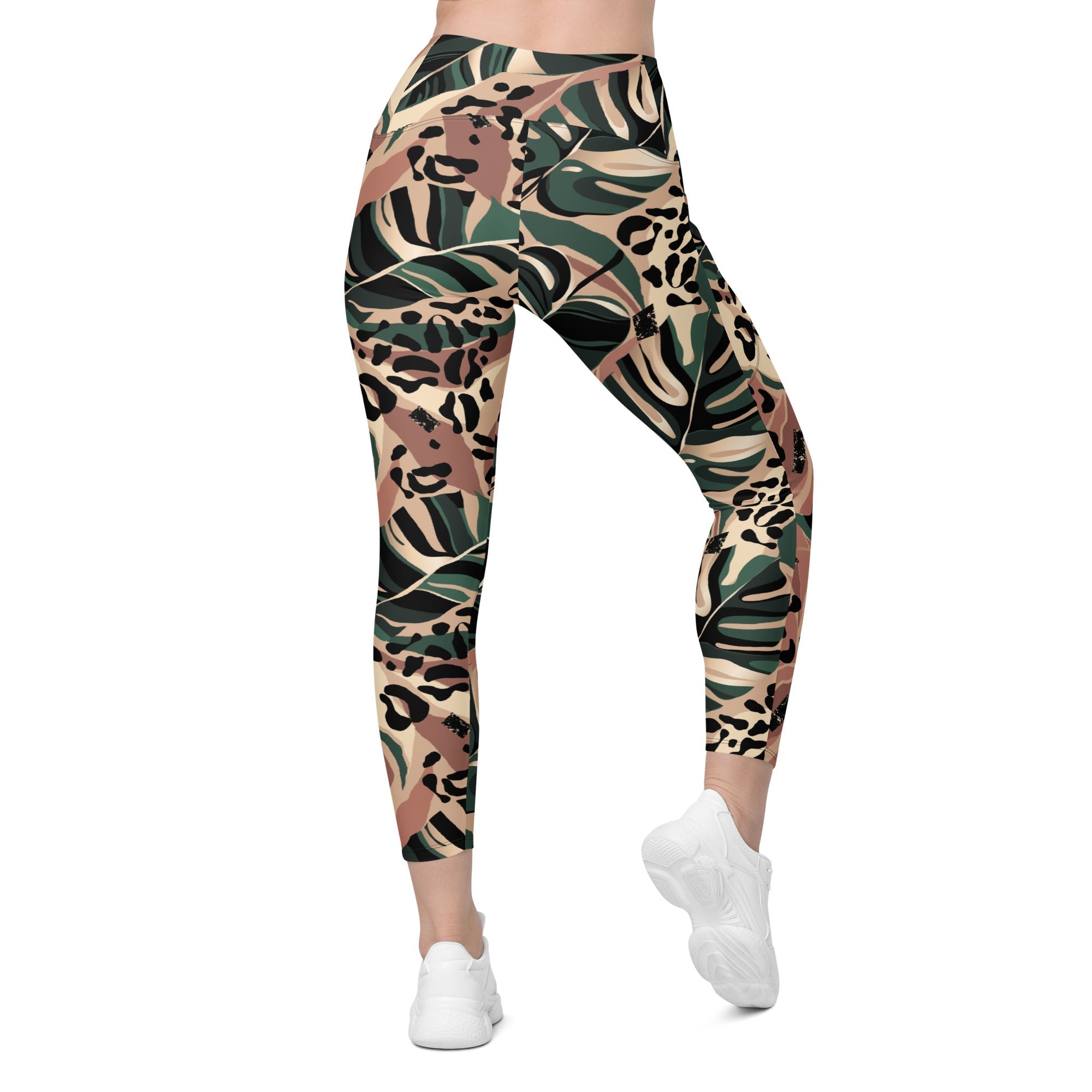 Tropical Leopard Leggings With Pockets