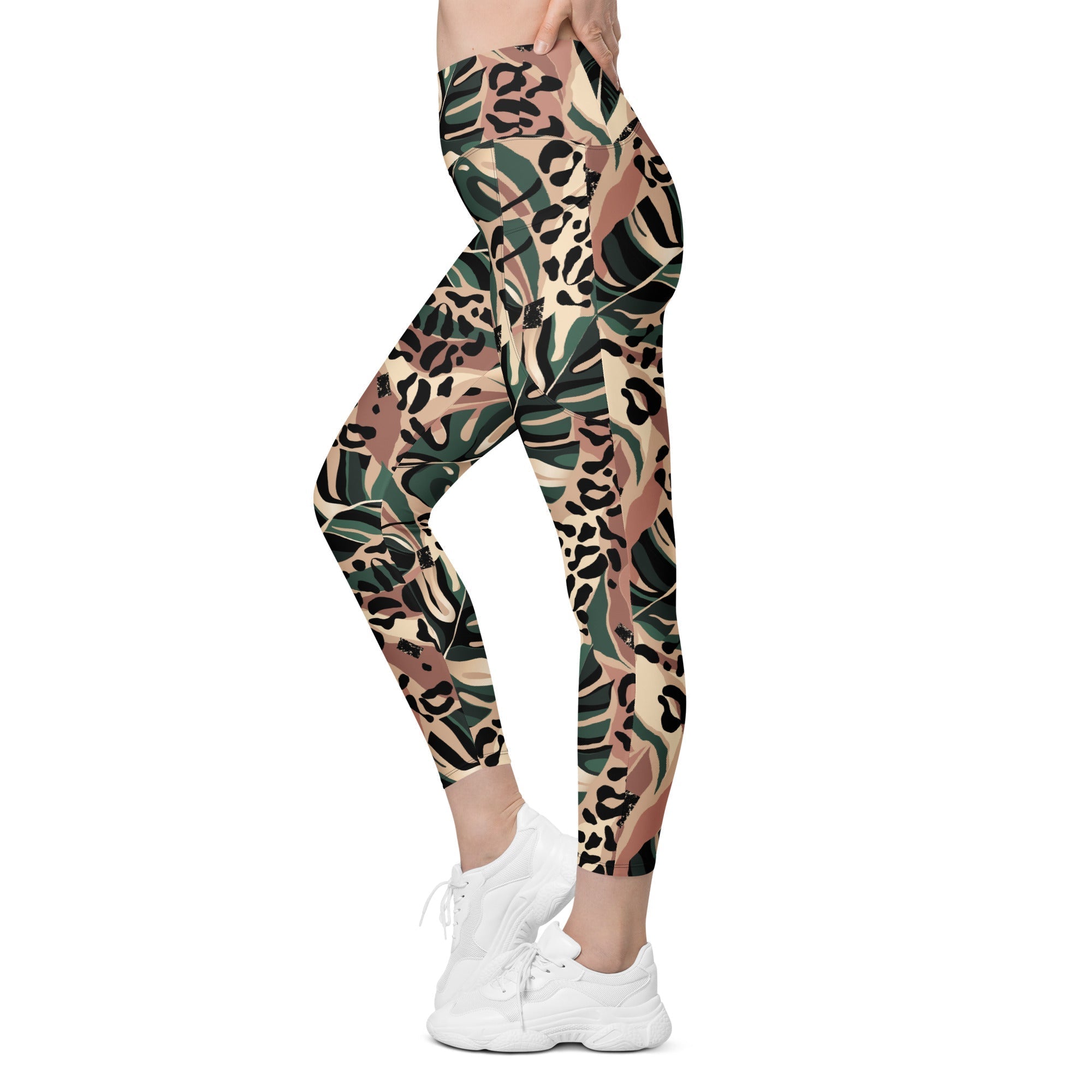Tropical Leopard Leggings With Pockets