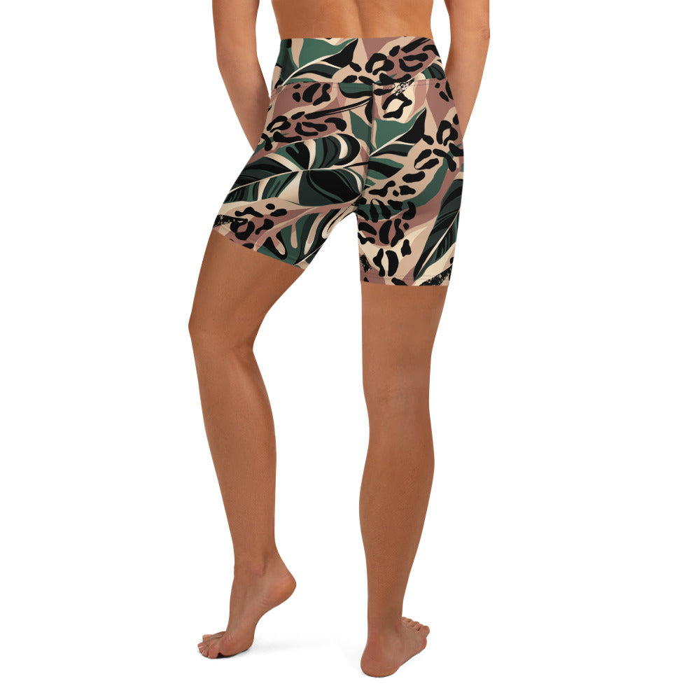 Tropical Leopard Yoga Shorts
