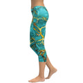 Turquoise & Gold Marble Capris