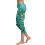 Turquoise & Gold Marble Capris