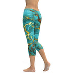 Turquoise & Gold Marble Capris