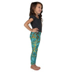 Turquoise & Gold Marble Kid's Leggings