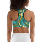 Turquoise & Gold Marble Sports Bra