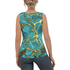 Turquoise & Gold Marble Tank Top