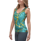 Turquoise & Gold Marble Tank Top