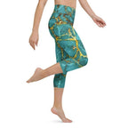 Turquoise & Gold Marble Yoga Capris