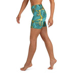 Turquoise & Gold Marble Yoga Shorts