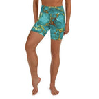 Turquoise & Gold Marble Yoga Shorts