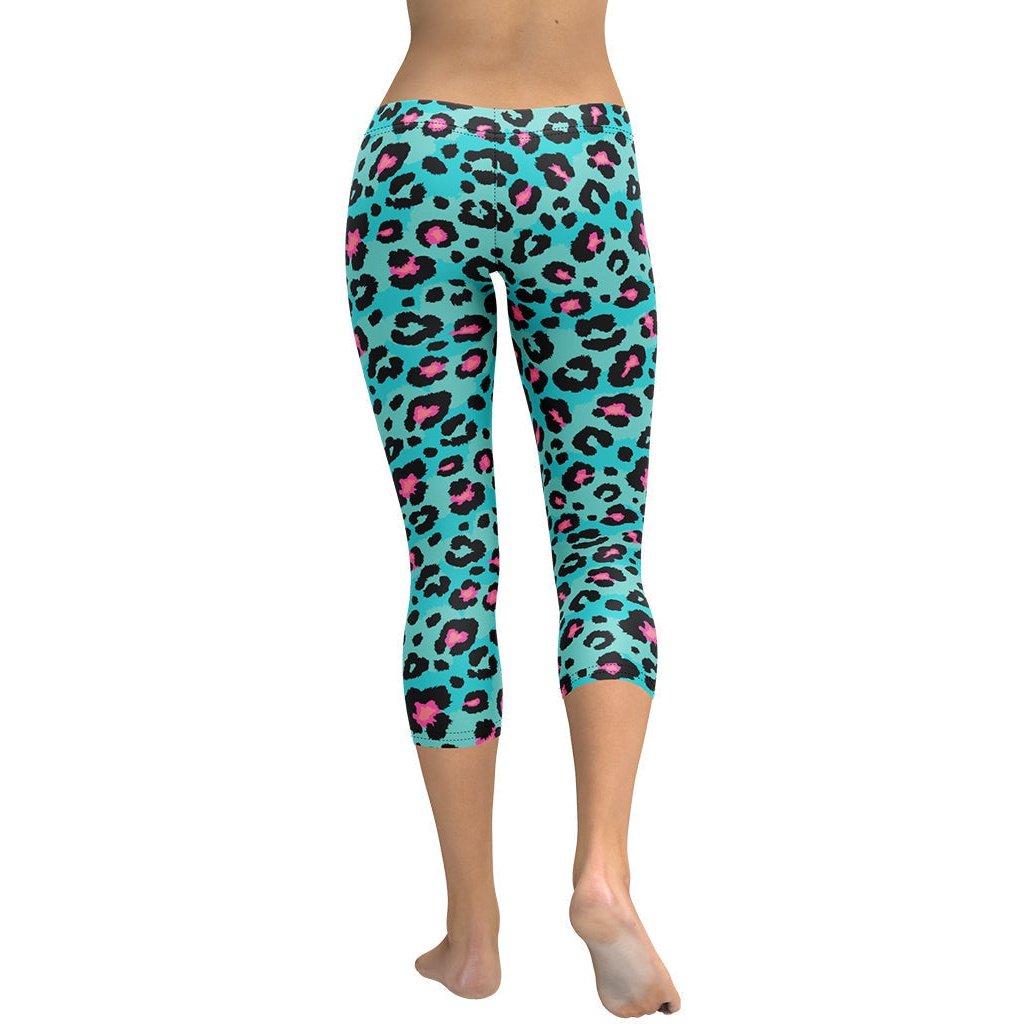 Turquoise Leopard Print Capris