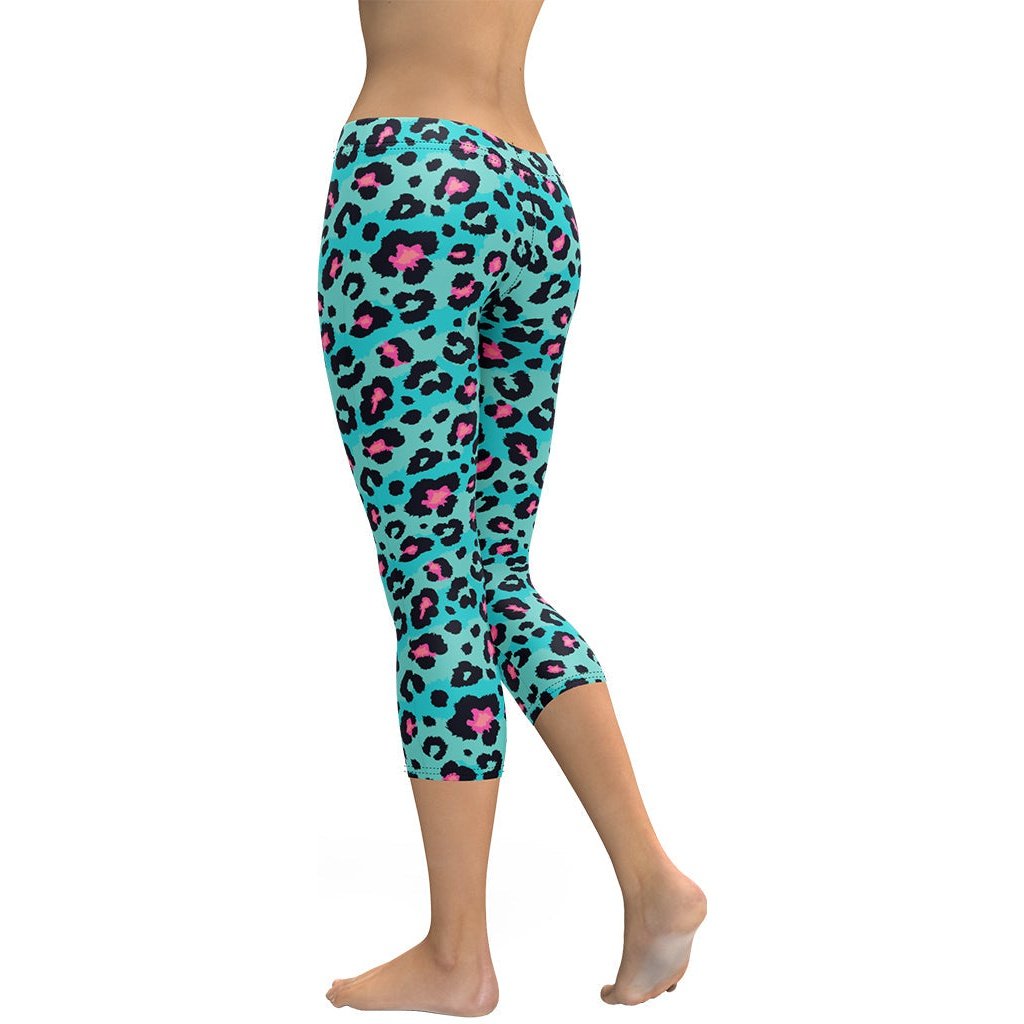 Turquoise Leopard Print Capris