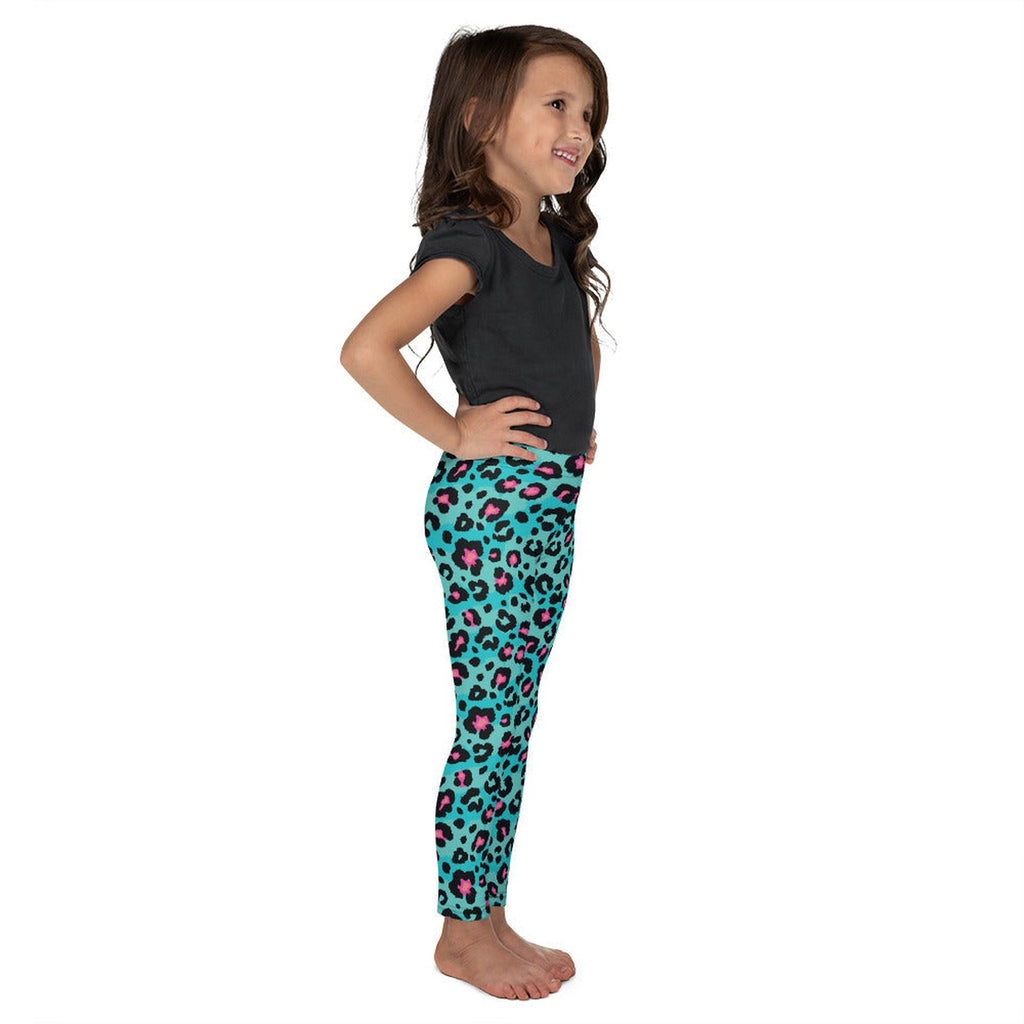 Turquoise Leopard Print Kid's Leggings