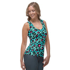 Turquoise Leopard Print Tank Top