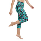Turquoise Leopard Print Yoga Capris