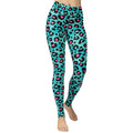 Turquoise Leopard Print Yoga Leggings