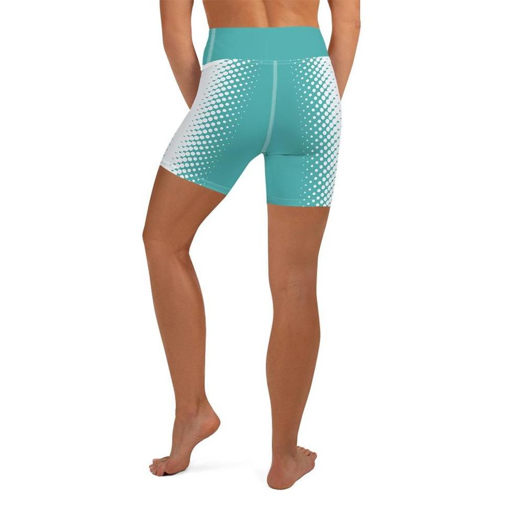 Turquoise Optical Illusion Yoga Shorts