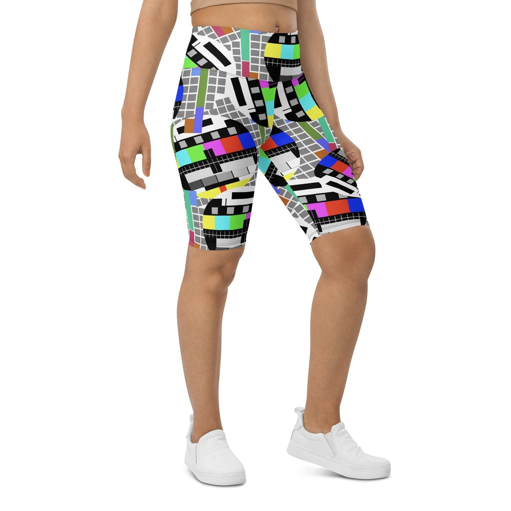 TV No Signal Biker Shorts