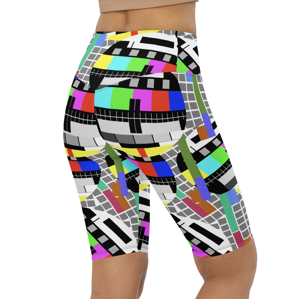 TV No Signal Biker Shorts