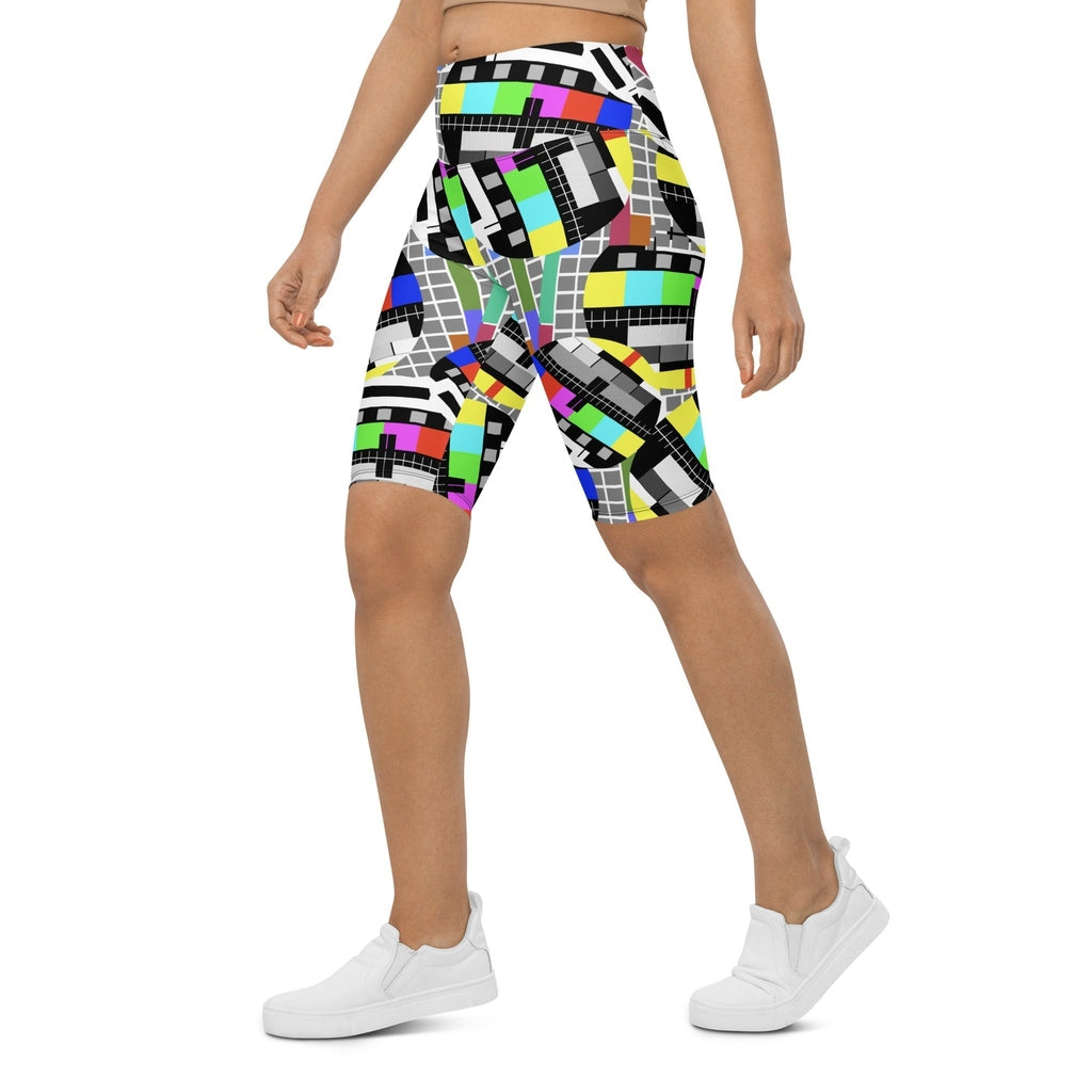 TV No Signal Biker Shorts