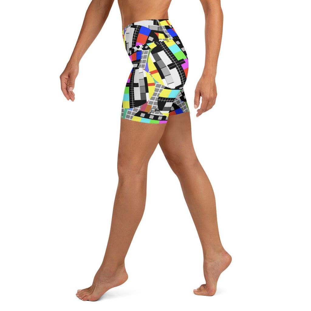 TV No Signal Yoga Shorts
