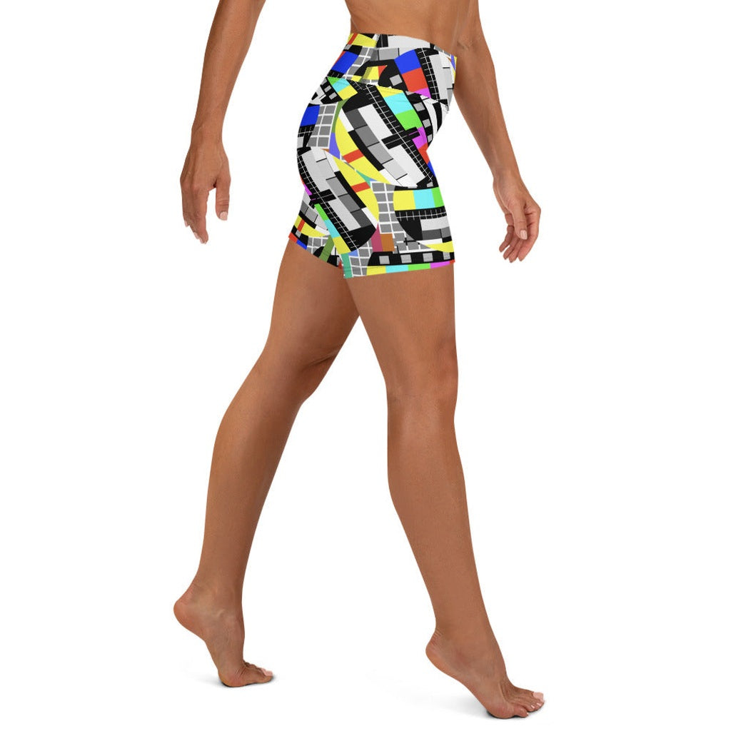 TV No Signal Yoga Shorts