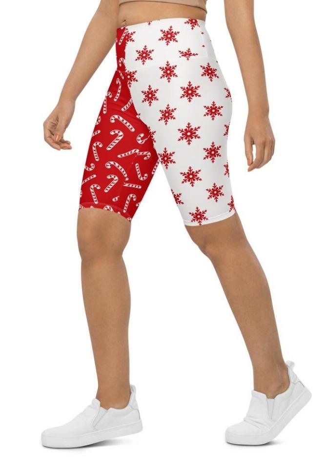 Two Patterned Christmas Biker Shorts