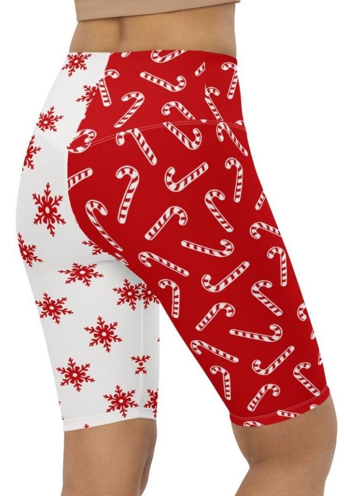 Two Patterned Christmas Biker Shorts