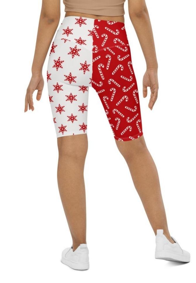 Two Patterned Christmas Biker Shorts