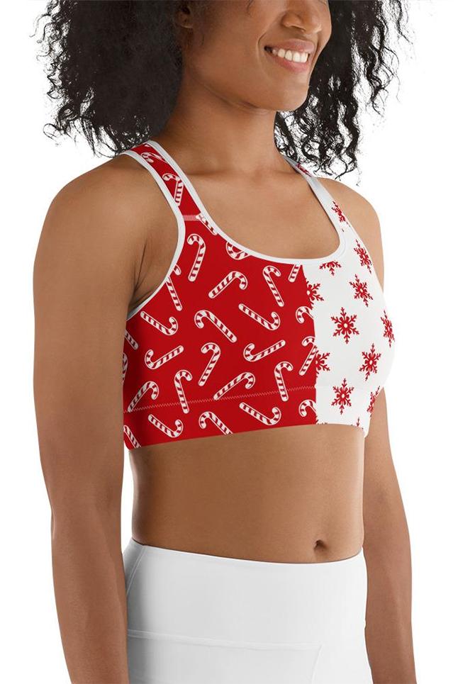 Two Patterned Christmas Sports Bra