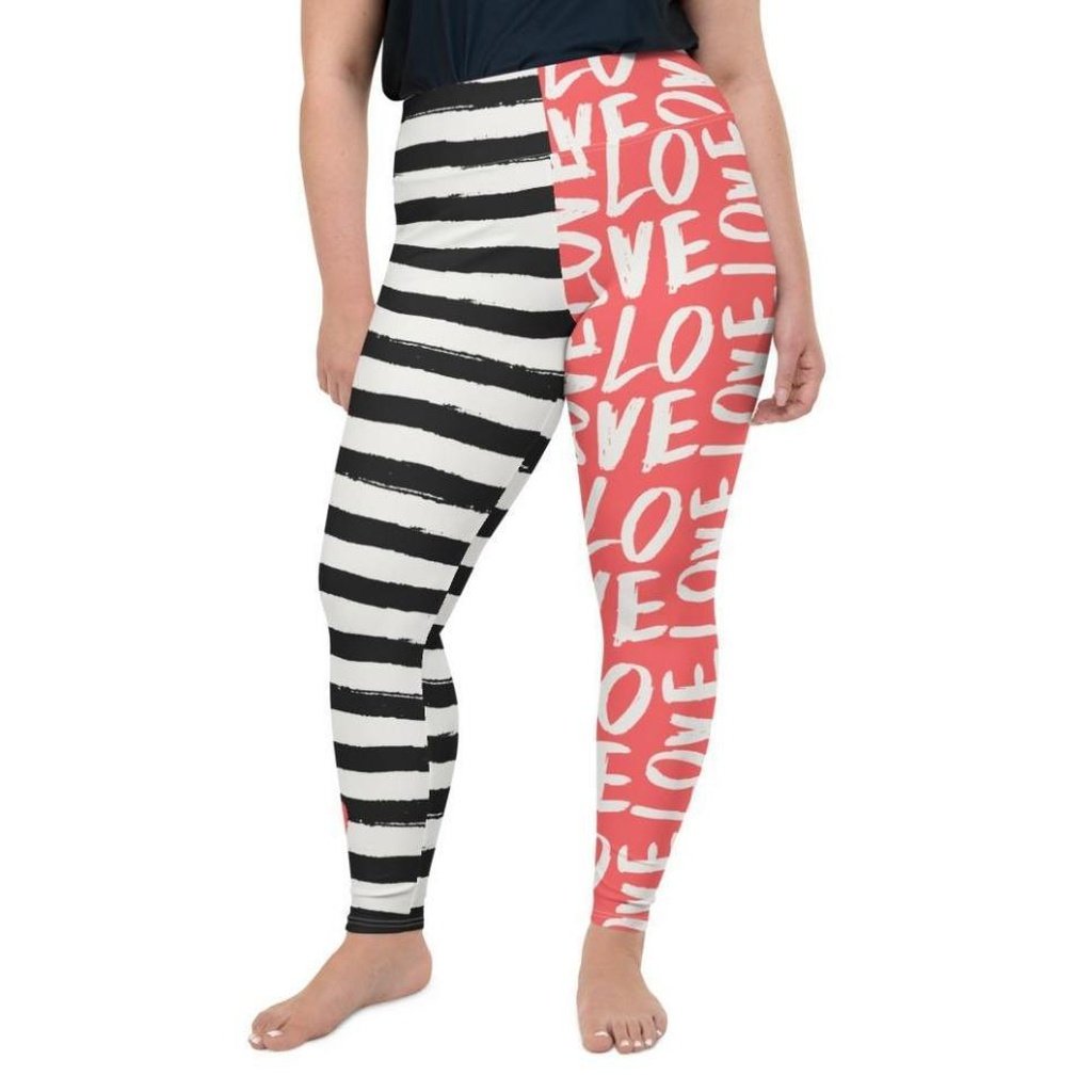 Two-Patterned Valentine's Day Plus Size Leggings