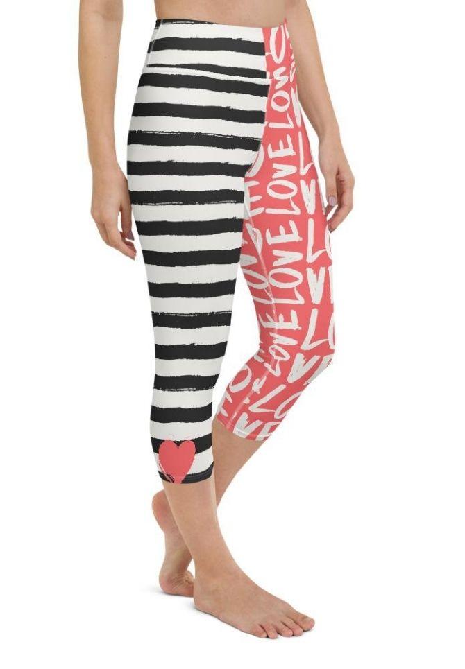 Two-Patterned Valentine's Day Yoga Capris