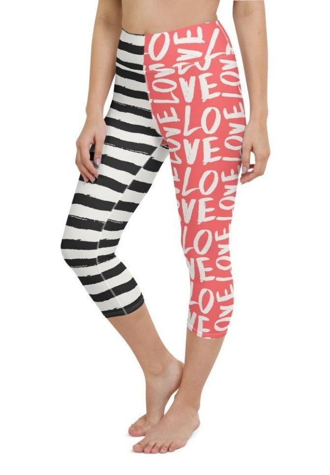 Two-Patterned Valentine's Day Yoga Capris