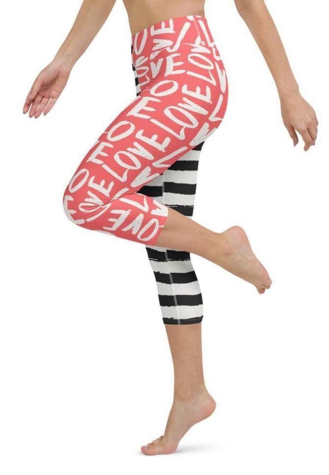 Two-Patterned Valentine's Day Yoga Capris