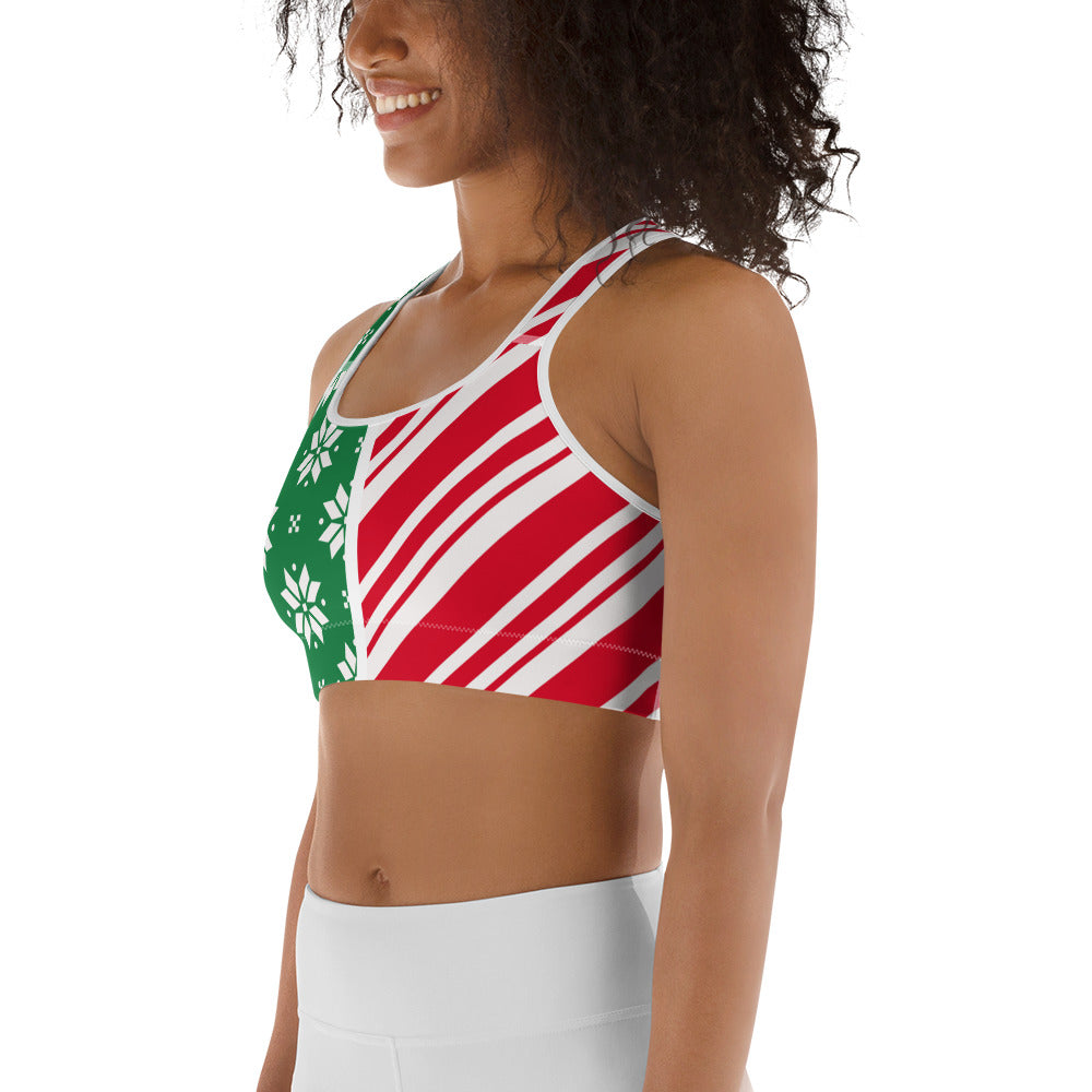 Two-Side Pattern Christmas Sports Bra