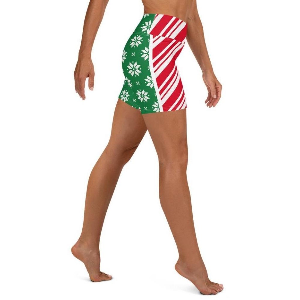 Two-Side Pattern Christmas Yoga Shorts
