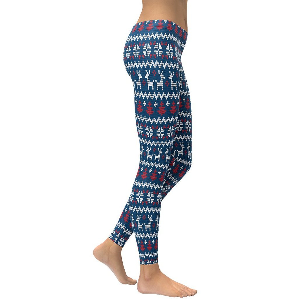 Vintage Goth Knitted Print Compression Leggings: Women's Christmas Outfits