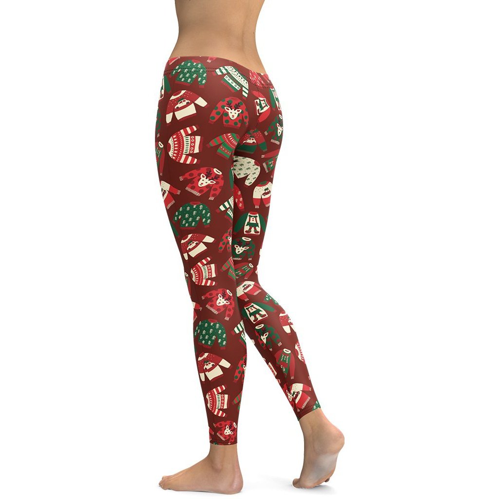Christmas Ugly Sweater Printed Yoga Leggings - Etsy Australia