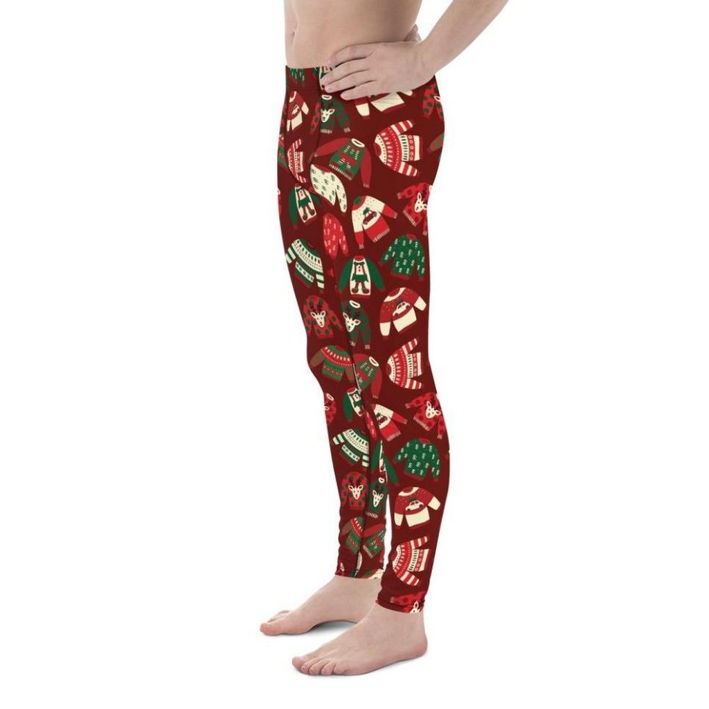 Ugly Christmas Sweater Pattern Men's Leggings