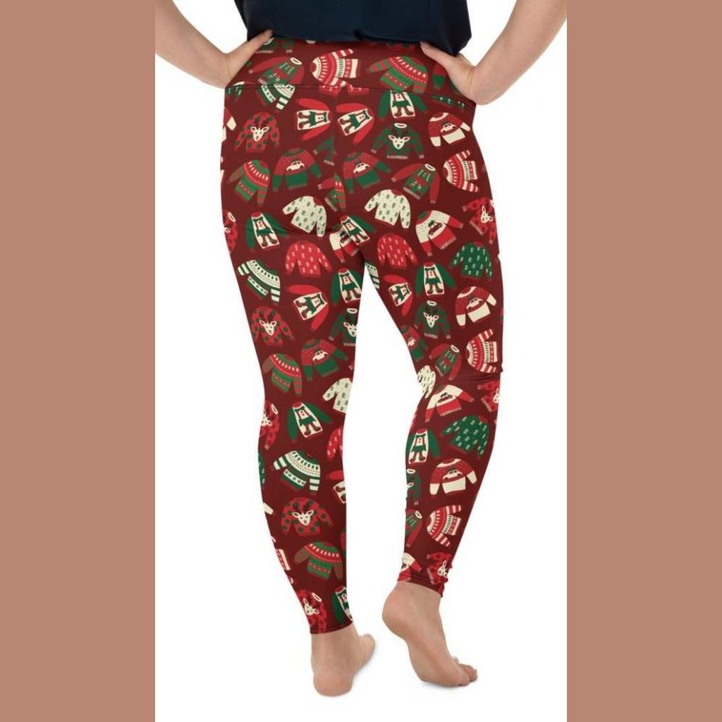 Ugly Christmas Sweater Pattern Plus Size Leggings