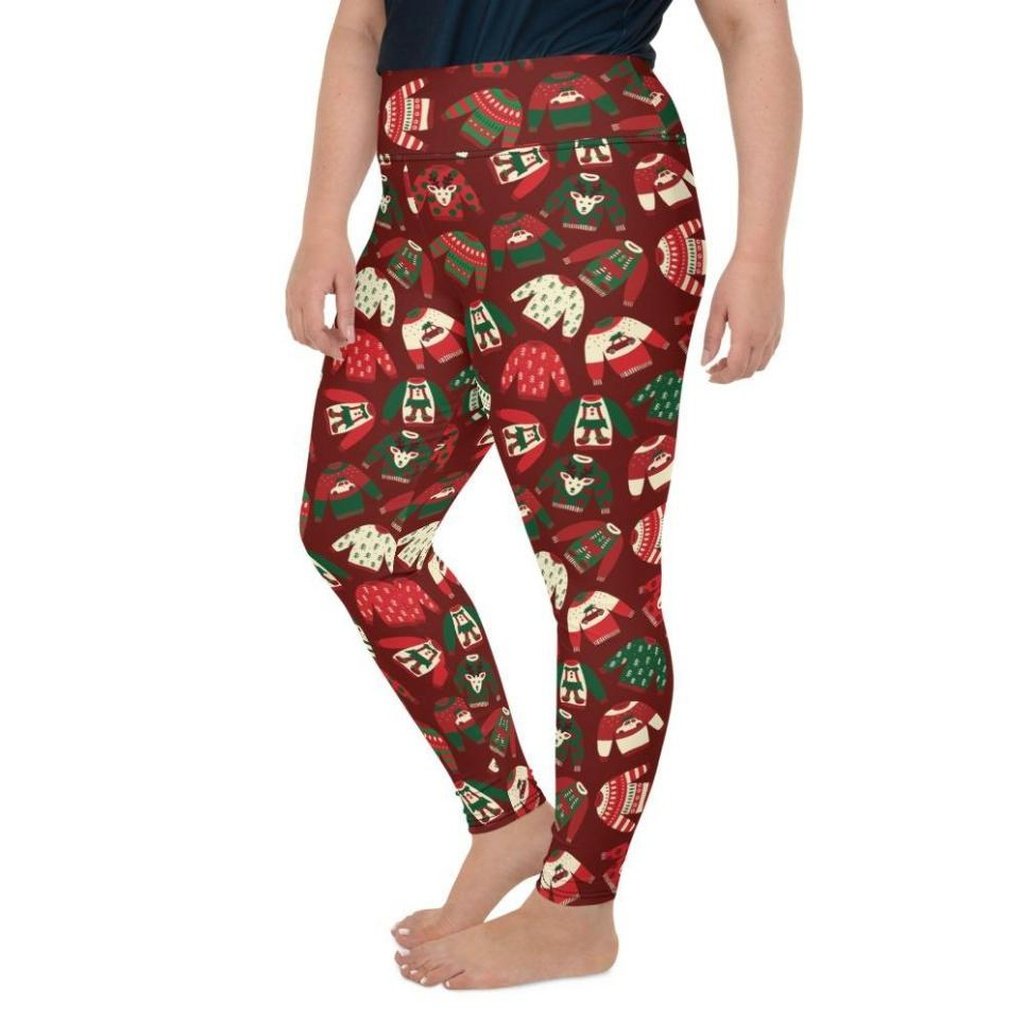 Ugly Christmas Sweater Pattern Plus Size Leggings