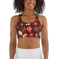 Ugly Christmas Sweater Pattern Sports Bra