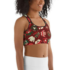 Ugly Christmas Sweater Pattern Sports Bra