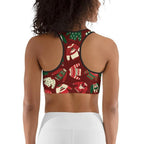 Ugly Christmas Sweater Pattern Sports Bra