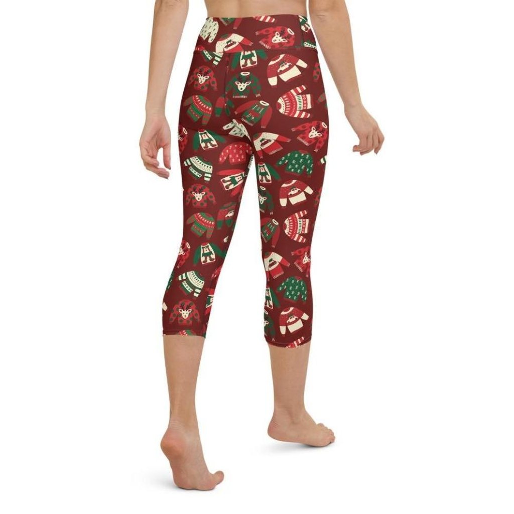 Ugly Christmas Sweater Pattern Yoga Capris