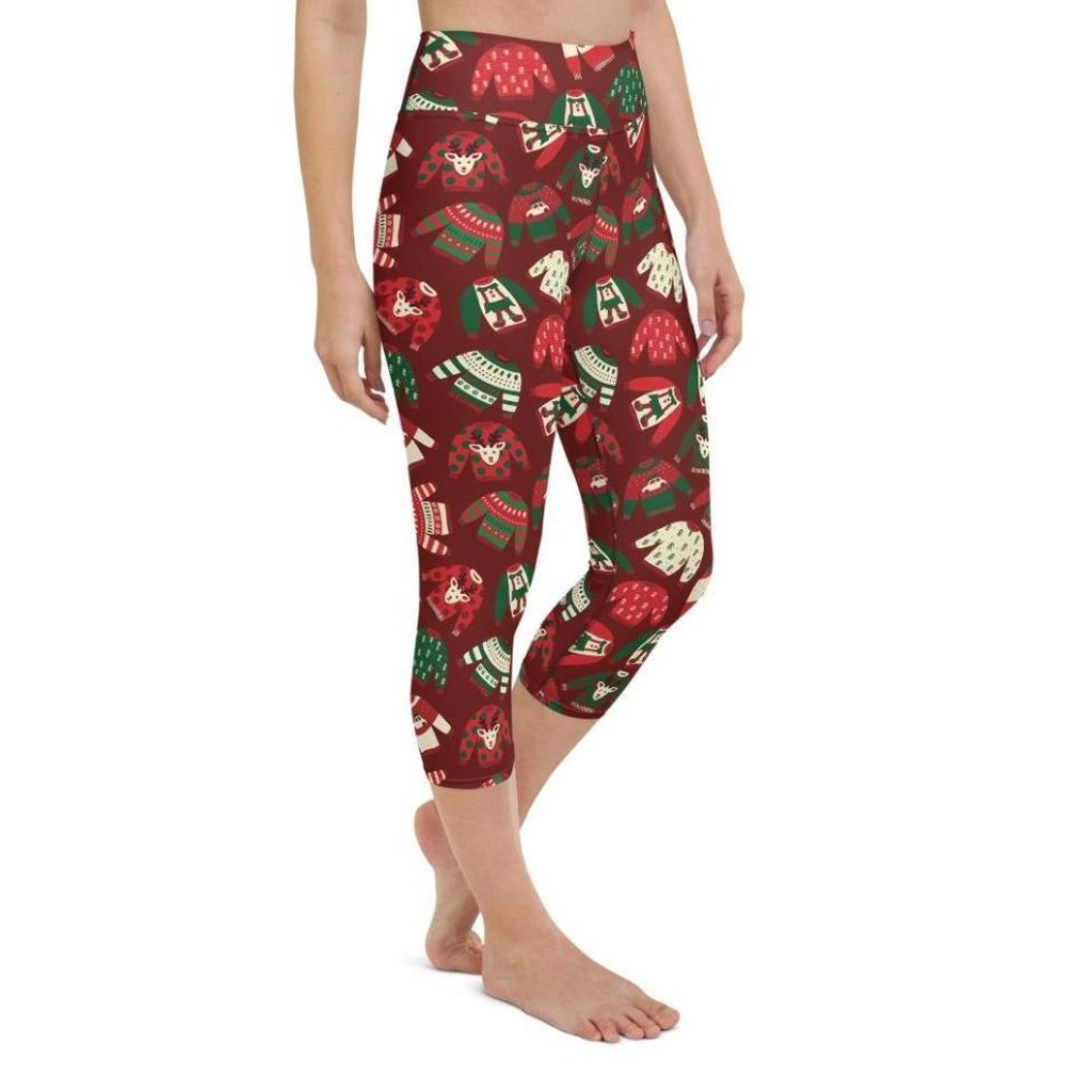 Ugly Christmas Sweater Pattern Yoga Capris
