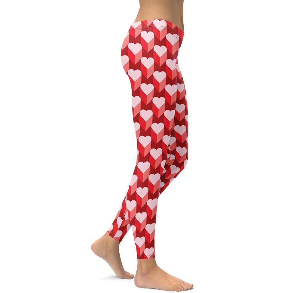 Girls Valentine's Day Heart Print Leggings