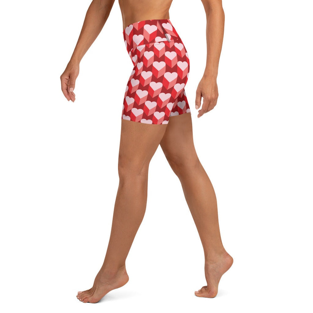 Valentine's Day Heart Yoga Shorts
